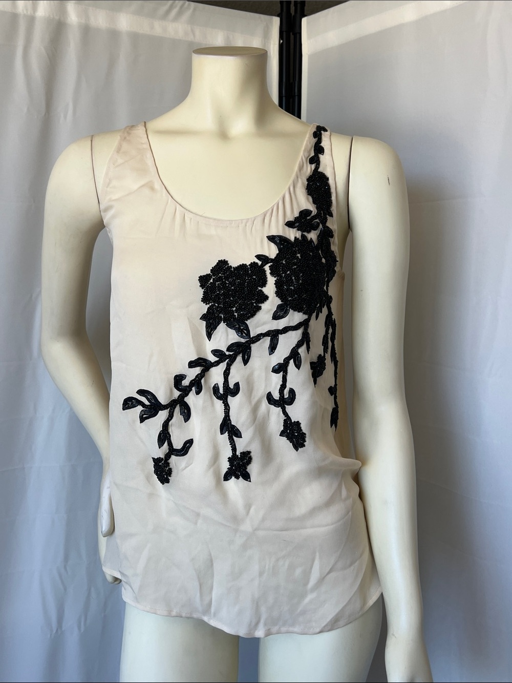 Haute Hippie Beaded Floral Silk Tank